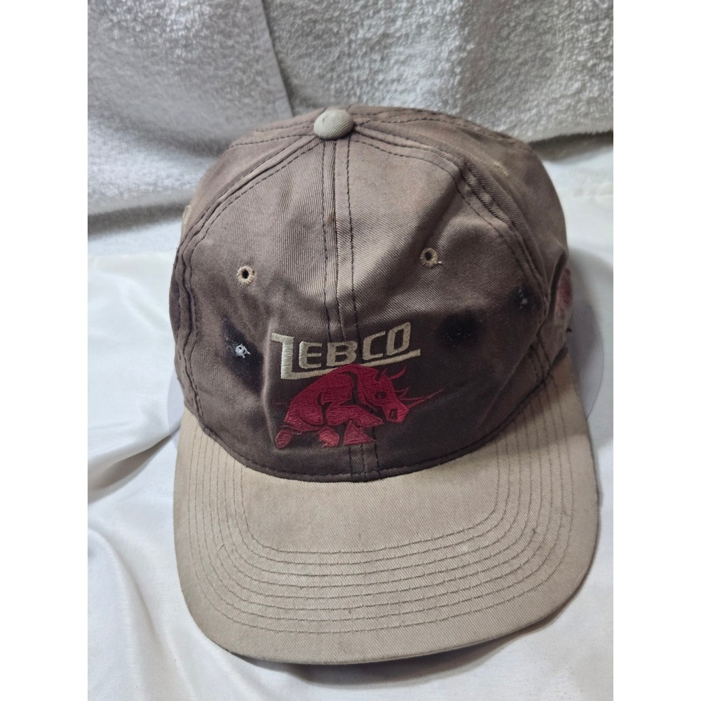 Zebco Fishing Hat Tan Teal Rhino Logo Worlds Toughest Spincast Reel Baseball Cap